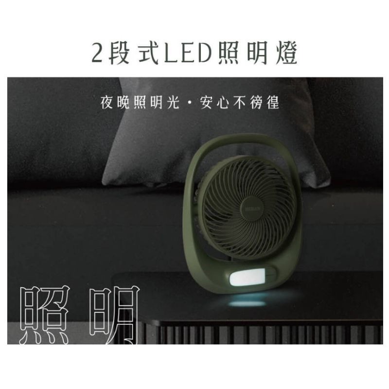 【HERAN禾聯】USB充電桌面立扇 HUF-07GL310 無線風扇 小風扇 桌扇 露營風扇 小夜燈風扇 空氣循環扇-細節圖5