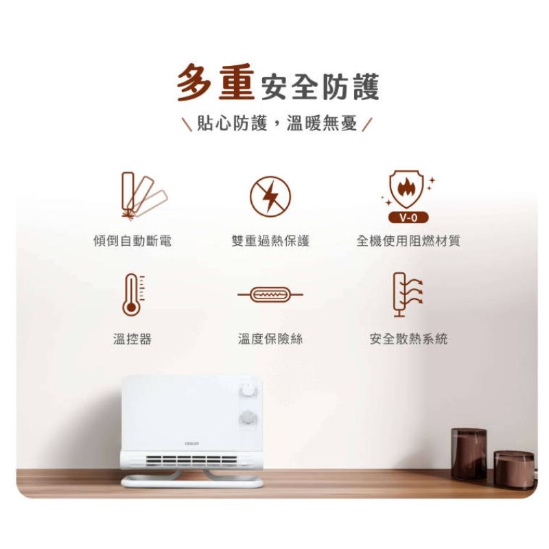 HERAN禾聯 居浴兩用 石墨烯陶瓷電暖器 HPH-12CS010 壁掛電暖器 浴室電暖器 電暖器 防傾倒 過熱斷電-細節圖8