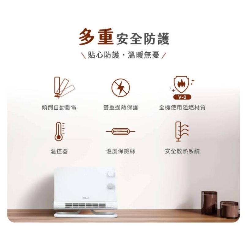 HERAN禾聯 居浴兩用 石墨烯陶瓷電暖器 HPH-12CS010 壁掛電暖器 浴室電暖器 電暖器 防傾倒 過熱斷電-細節圖8