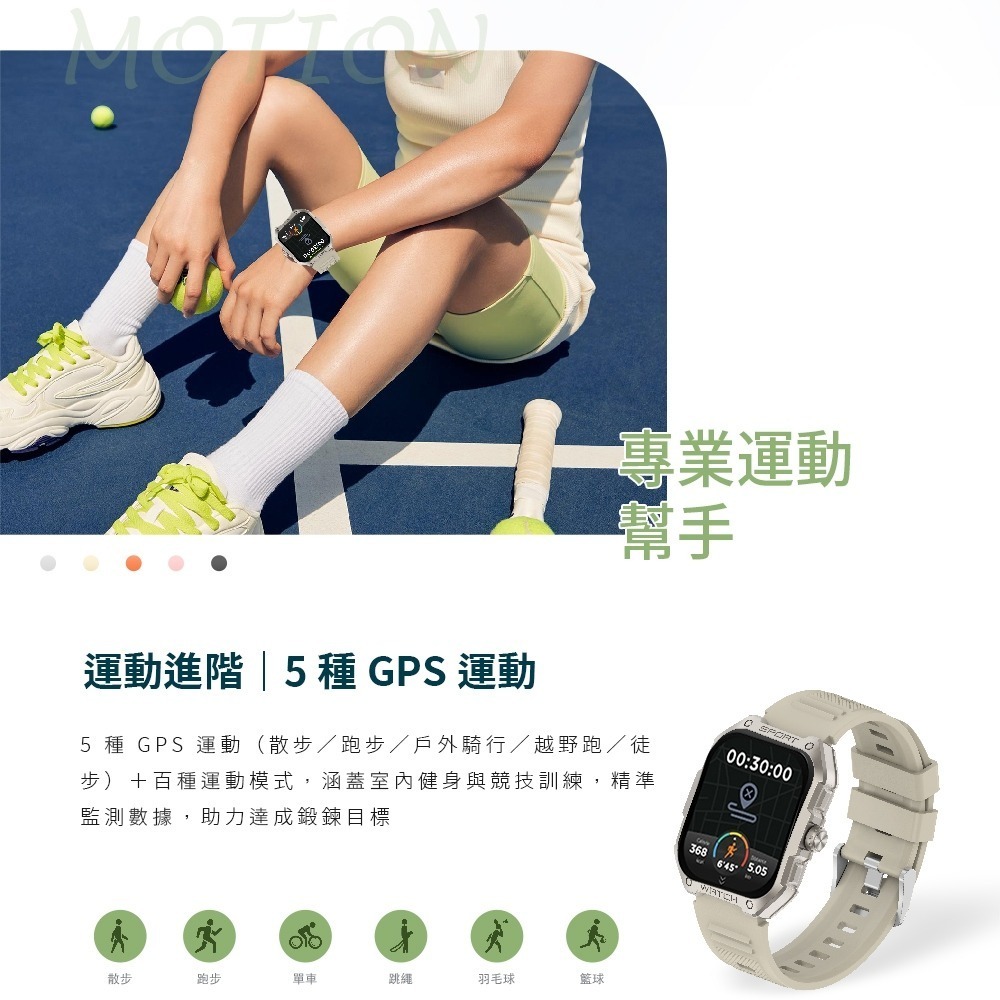 【Ergotech 人因科技】SW322 綺跡 Ai GPS 智慧通話腕錶 1.83吋螢幕 心率血氧 IP68 運動偵測-細節圖7