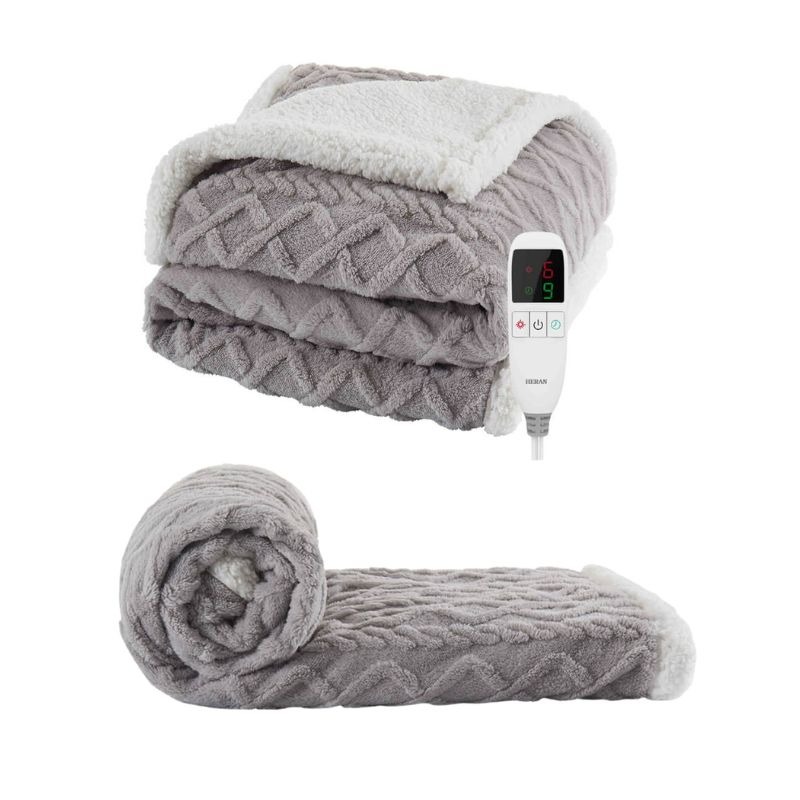 現貨⭐️HERAN 禾聯 雙面料披蓋式電熱毯 雲朵感羔羊絨+柔軟法蘭絨 HEB-08WF010 不插電也能當毛毯-細節圖2