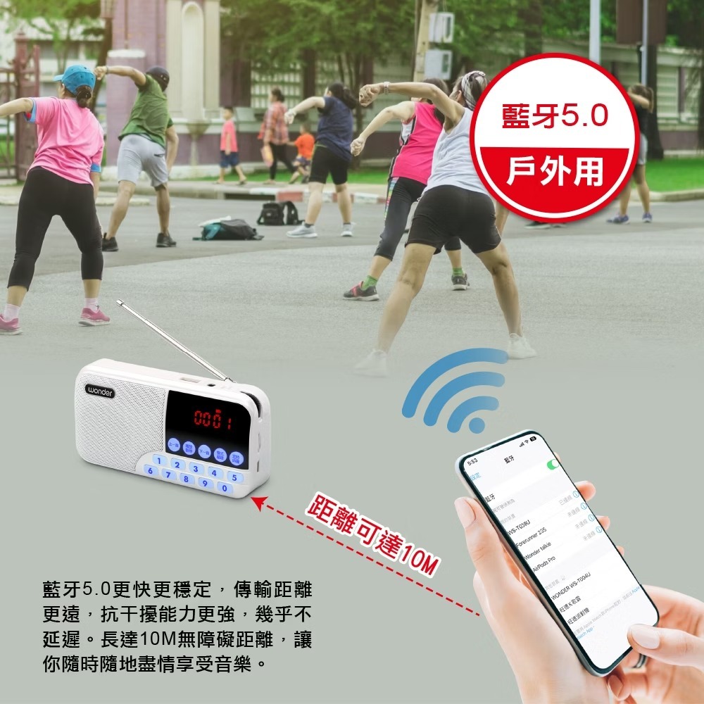 Wonder 旺德 藍牙/USB/TF收音機 WS-T039U 音樂播放器 迷你音響 藍芽收音機 多功能播放器-細節圖9