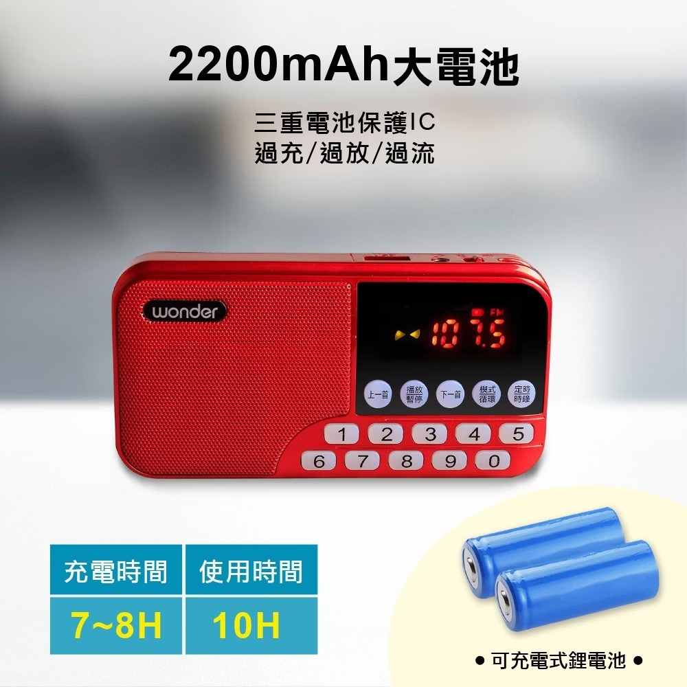 Wonder 旺德 藍牙/USB/TF收音機 WS-T039U 音樂播放器 迷你音響 藍芽收音機 多功能播放器-細節圖10