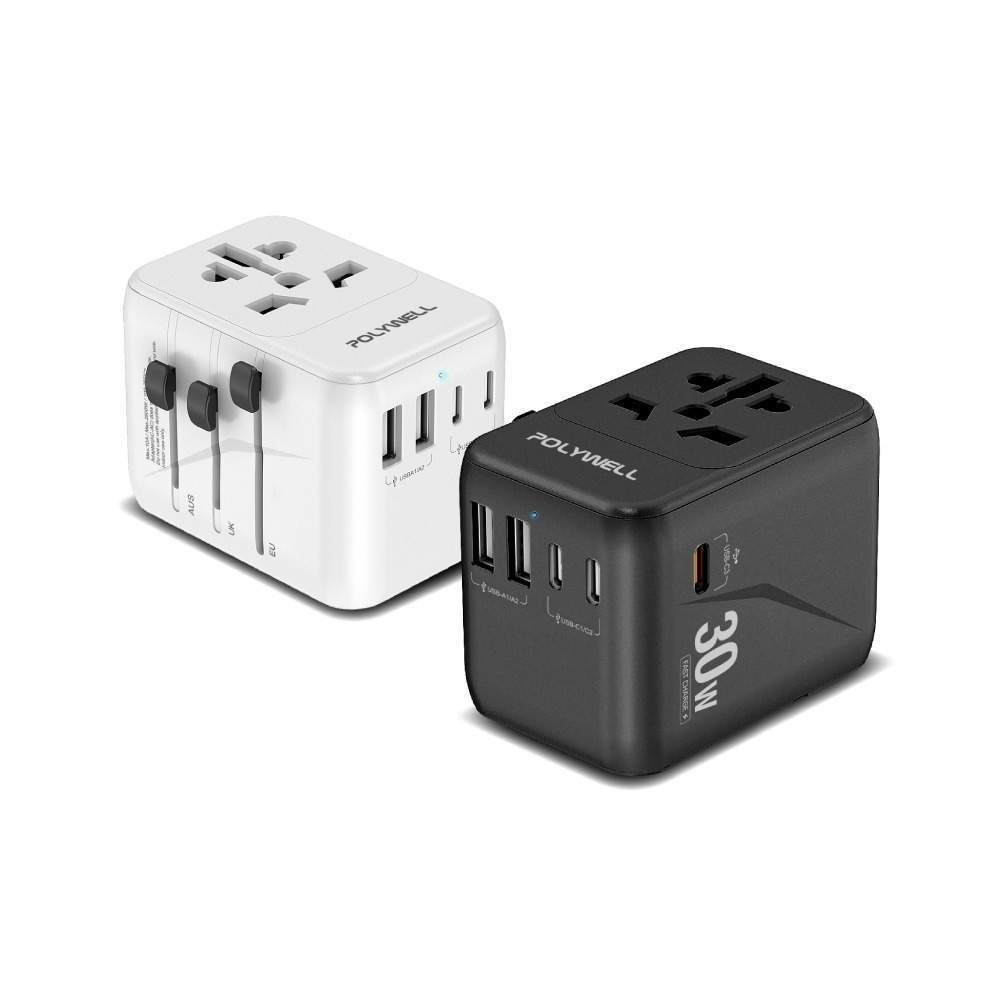 POLYWELL 寶利威爾 多合一萬國轉接頭 旅行轉接插座 30W/45W Type-C+雙USB-A BSMI免驗-細節圖2