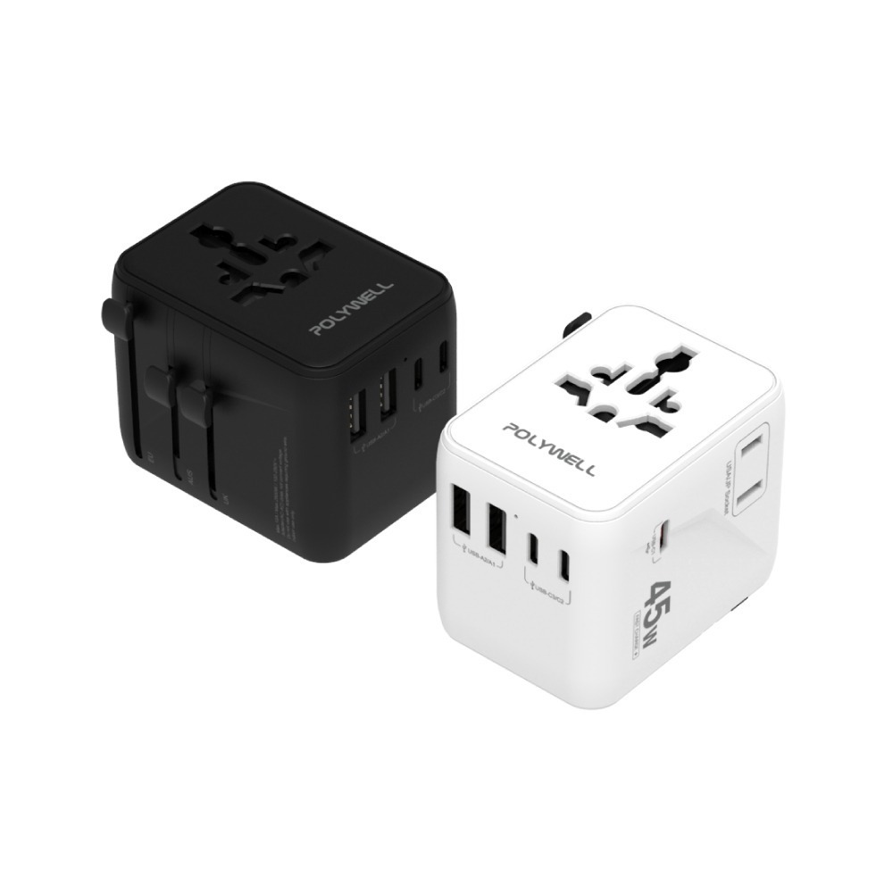 POLYWELL 寶利威爾 多合一萬國轉接頭 旅行轉接插座 30W/45W Type-C+雙USB-A BSMI免驗-規格圖11