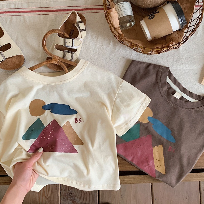 2023夏裝森系拼色小山印花TEE-細節圖2