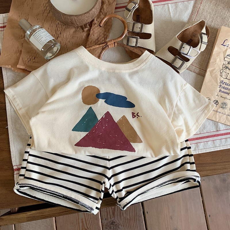 2023夏裝森系拼色小山印花TEE-細節圖4