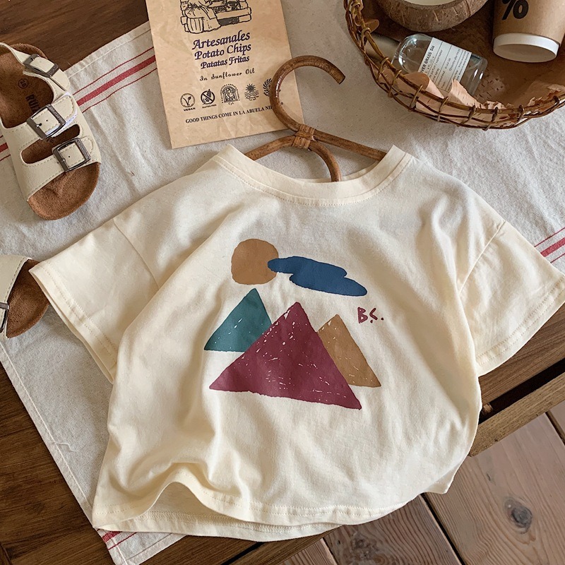 2023夏裝森系拼色小山印花TEE-細節圖8