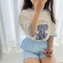2023夏裝可愛玩偶印花格子短褲兩件套-規格圖11