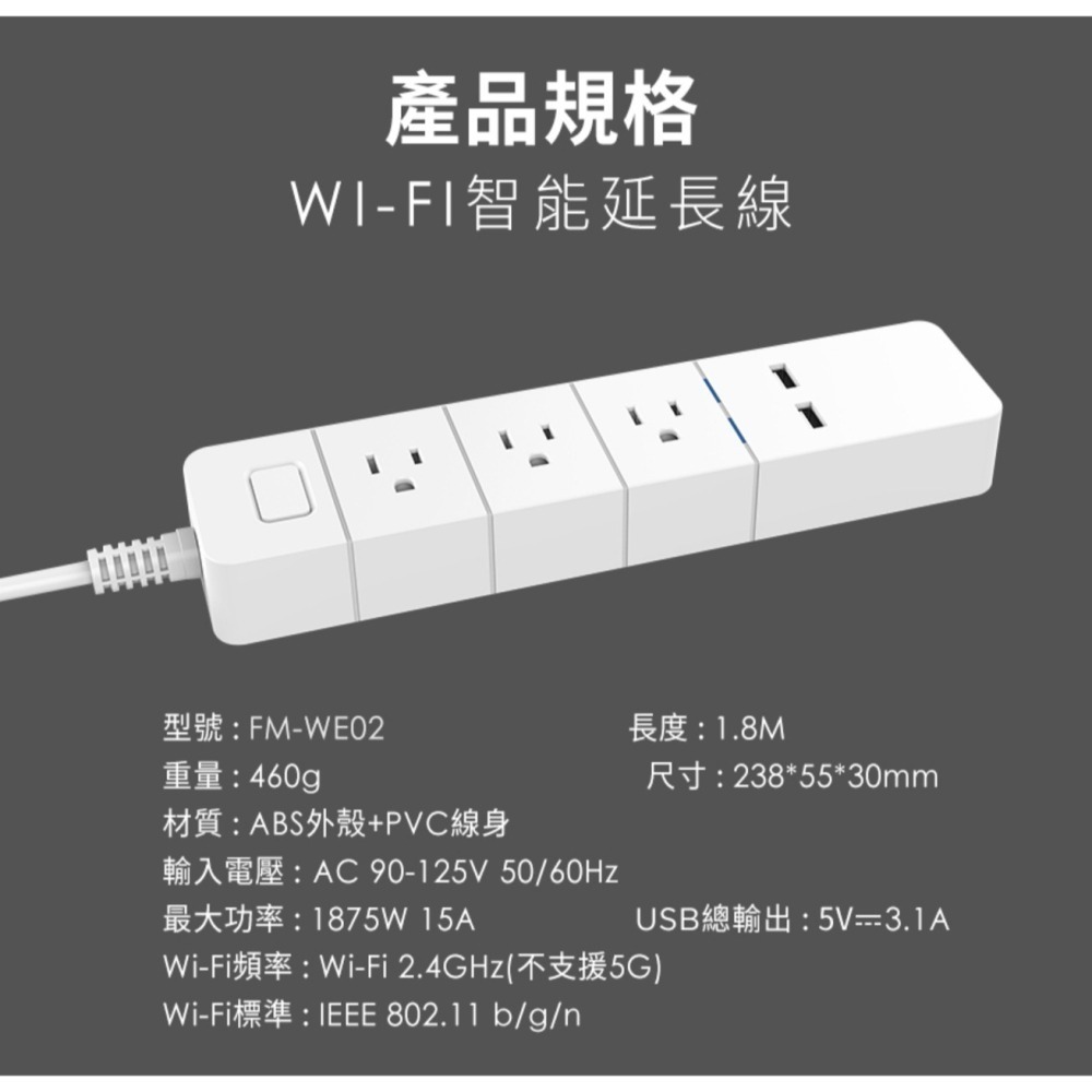 <全新> FAMMIX USB Wi-Fi智能延長線3孔4插4埠FM-WE01 / 3孔3插2埠FM-WE02-細節圖9