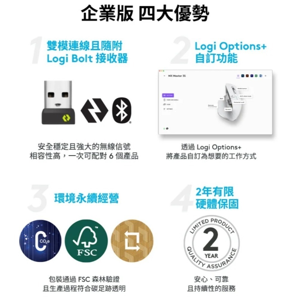 [全新] Logitech for Business LIFT 人體工學垂直滑鼠 - 企業版-細節圖5