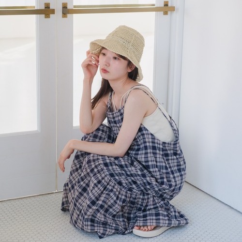 Kastane 分層格紋吊帶背心連衣裙-細節圖3