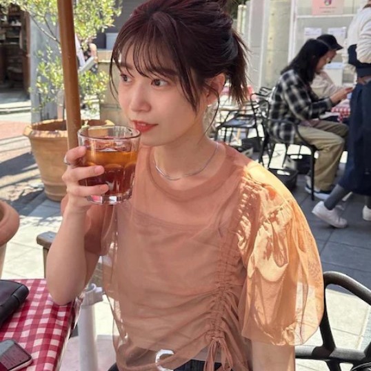 Kastane  薄紗抽繩透膚短袖(含吊帶背心)-細節圖6