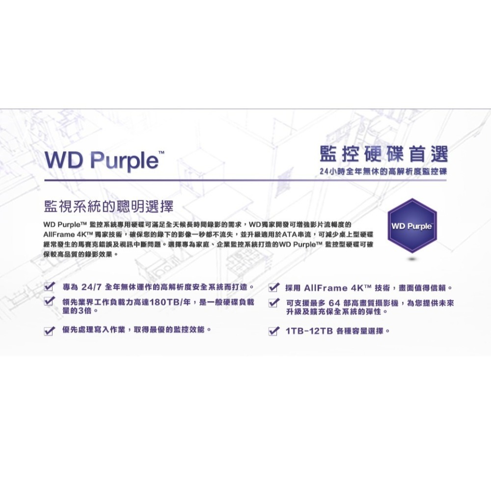 【附發票】1T-8T WD紫標監控專用硬碟保固3年 3.5吋SATA 錄影主機低溫儲存 就是這個光玩美推薦監視器-細節圖6