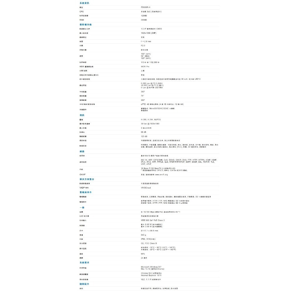 晶睿VIVOTEK POE IPCAM IB936R-H紅外線1080P30米防水攝影機 就是這個光玩美推薦監視器-細節圖10