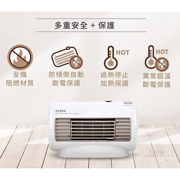 【SAMPO聲寶】迷你陶瓷電暖器 HX-FD06P [A級福利品‧數量有限]-細節圖8