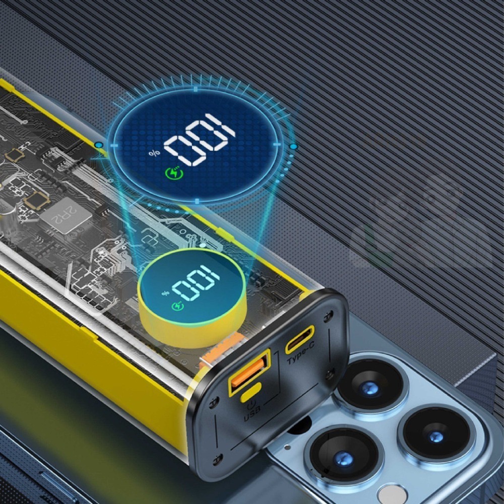 出清特價！【透明科技20000毫安行動電源】22.5W 快充 科技 旅行 露營 手電筒 賽博龐克-細節圖3