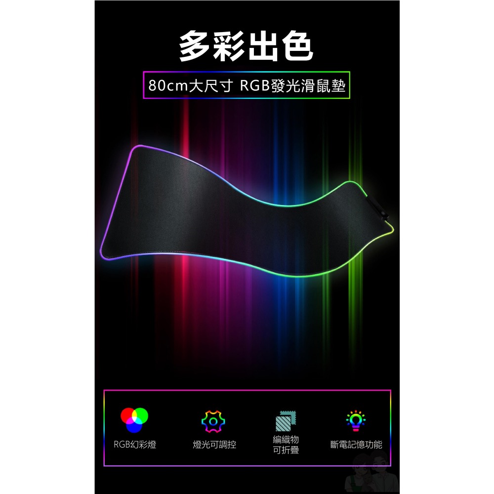 全新無盒出清【RGB電競滑鼠墊】LED 發光 電腦 電競 滑鼠 鍵盤 RGB 呼吸燈 炫酷跑馬燈-細節圖3