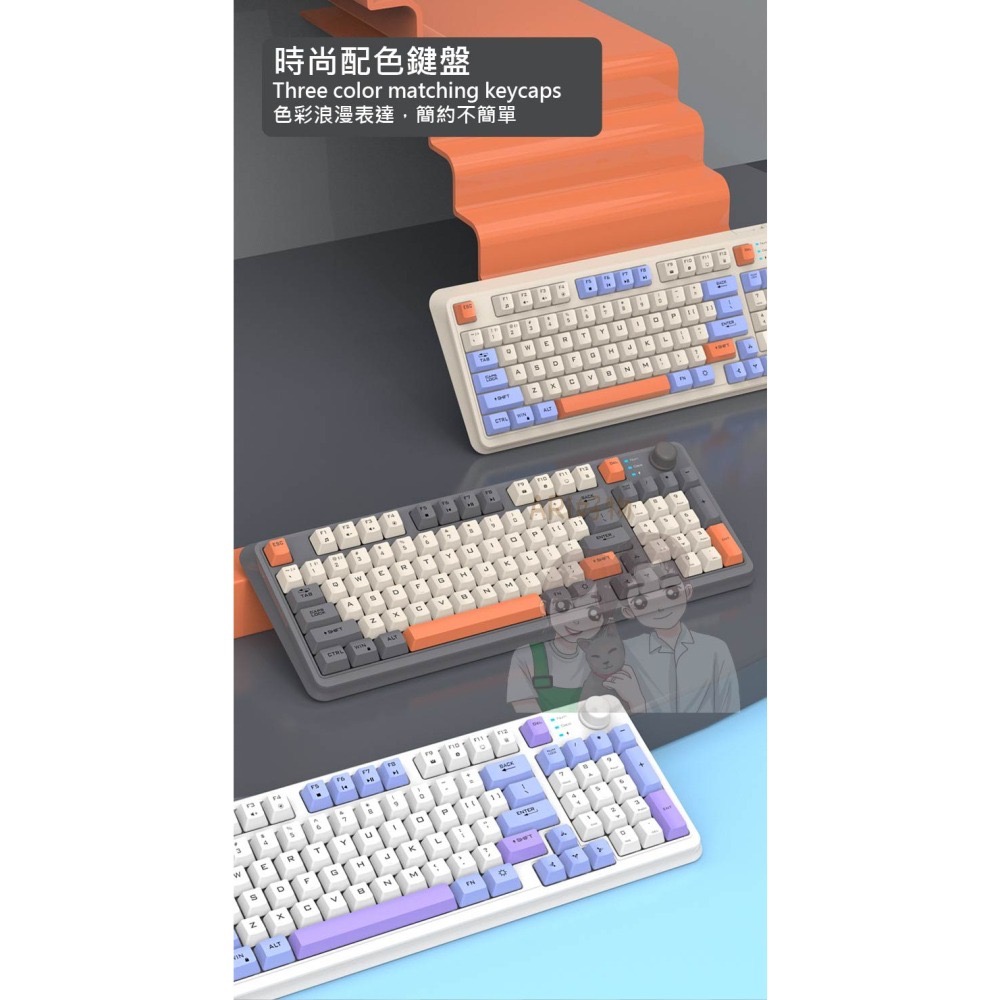 馬卡龍三色 無線RGB鍵盤】僅有鍵盤 發光 電腦 電競 鍵盤 RGB 呼吸燈 炫酷 遊戲 桌機-細節圖4