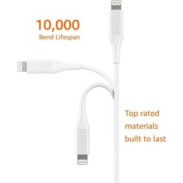 【日本代購】AmazonBasics 充電線 高耐久系列 iphone Apple MFI認證 1.8m 白色 (兩組)-細節圖2