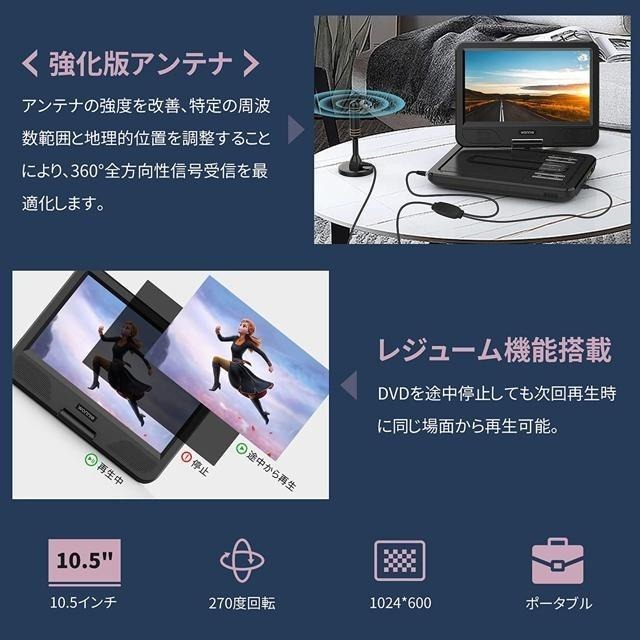 【日本代購】WONNIE 攜帶式DVD播放機 10.5英吋 ‎‎‎W-JP1038A-細節圖3