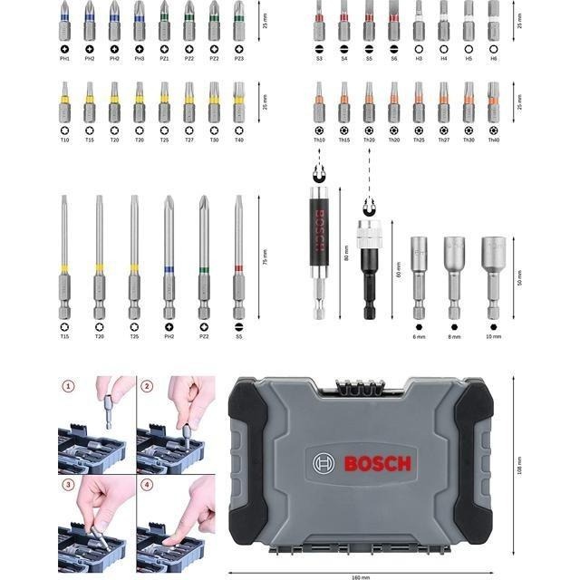 【日本代購】BOSCH 螺絲鑽頭43件套裝帶收納盒 2607017164-細節圖3