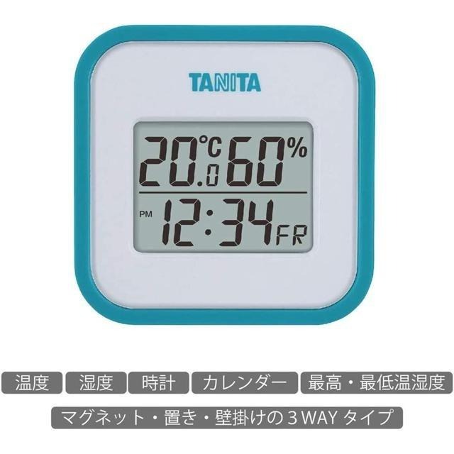 【日本代購】Tanita 百利達 溫溼度計 時鐘 鬧鐘 可壁掛 TT-558 藍色-細節圖3