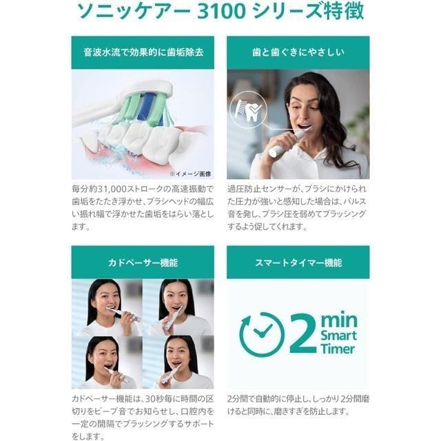 【日本代購】Philips 飛利浦 Sonicare 3100系列 電動牙刷 HX3675/24 (2入)-細節圖4