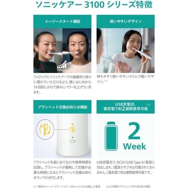 【日本代購】Philips 飛利浦 Sonicare 3100系列 電動牙刷 HX3675/24 (2入)-細節圖5