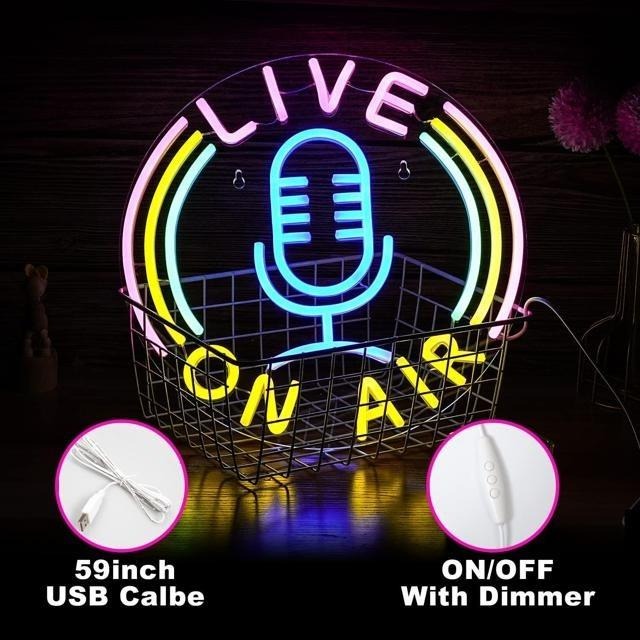【日本代購】霓虹燈-LIVE ON AIR 32.5 x 32.5 cm-細節圖2