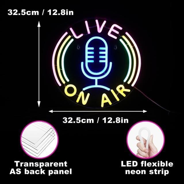 【日本代購】霓虹燈-LIVE ON AIR 32.5 x 32.5 cm-細節圖3