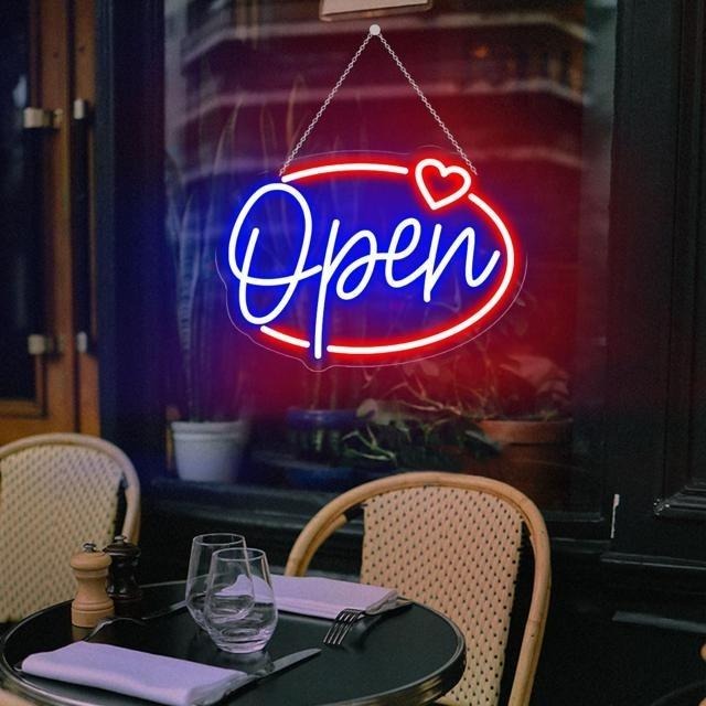 【日本代購】霓虹燈-OPEN 愛心 40 x 29 cm-細節圖2