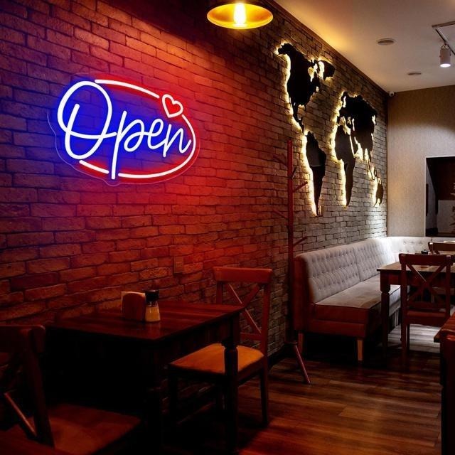 【日本代購】霓虹燈-OPEN 愛心 40 x 29 cm-細節圖3