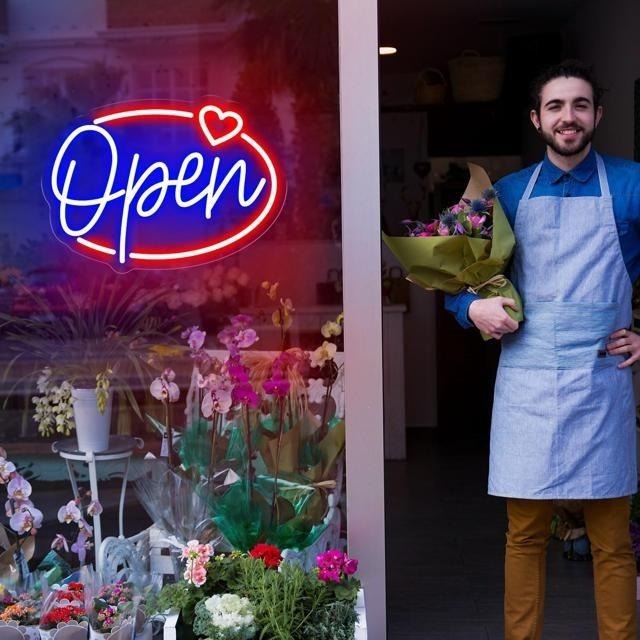 【日本代購】霓虹燈-OPEN 愛心 40 x 29 cm-細節圖4