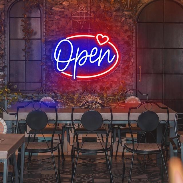 【日本代購】霓虹燈-OPEN 愛心 40 x 29 cm-細節圖5