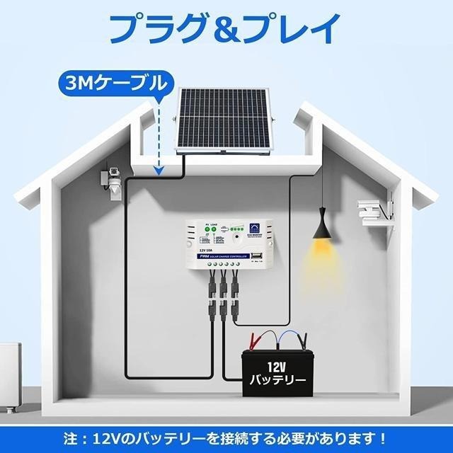 【日本代購】ECO-WORTHY 單晶體12V太陽能板25W +10A車載控制器SAE 可調安裝支架-細節圖4