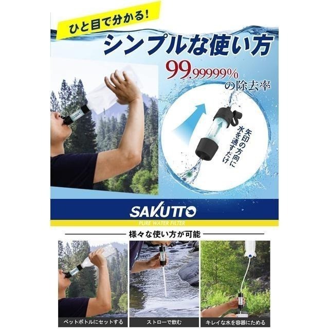 【日本代購】SAKUTTO 迷你過濾器 攜帶式隨身淨水器 登山 露營 戶外 防災-細節圖7