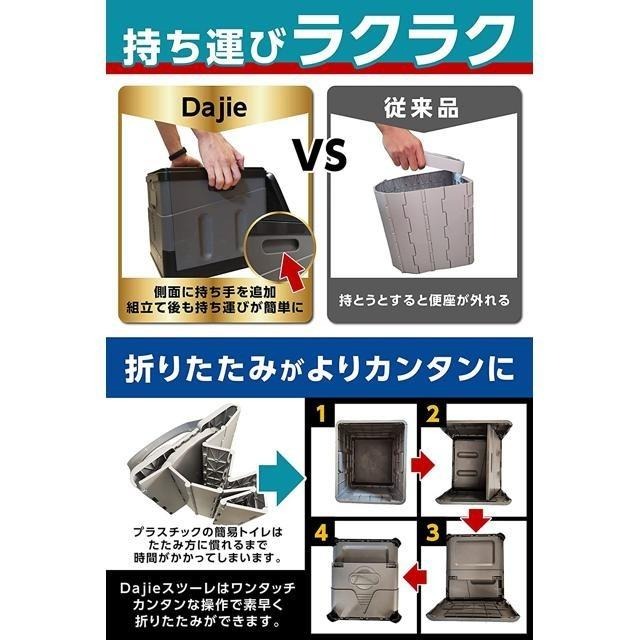 【日本代購】Dajie 防災 露營 折疊式 簡易廁所 附處理袋12個 綠色-細節圖3