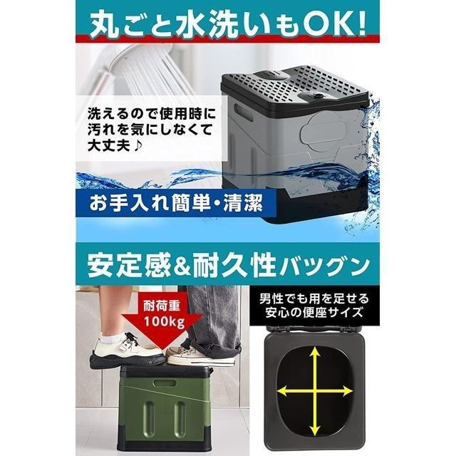 【日本代購】Dajie 防災 露營 折疊式 簡易廁所 附處理袋12個 綠色-細節圖5