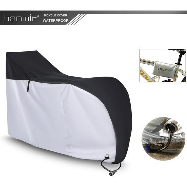 【日本代購】Hanmir 防水 加厚 防盜 抗UV 親子款 自行車罩 190T 銀色-細節圖4
