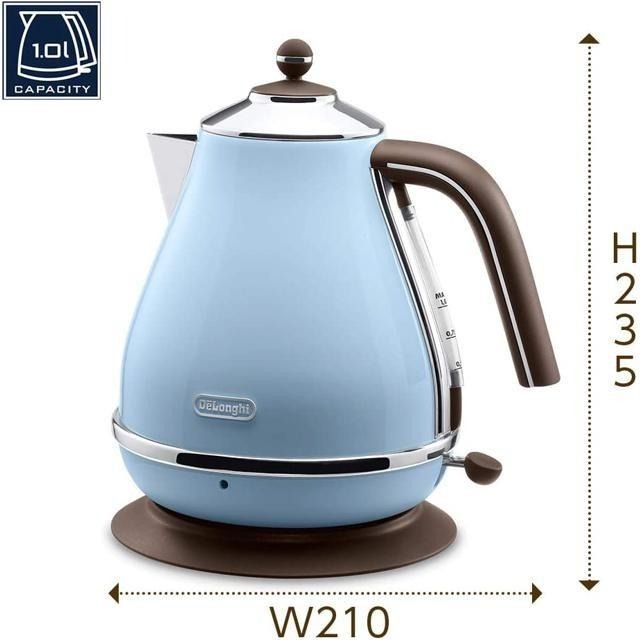 【日本代購】DeLonghi 1.0L 電熱水壺 Icona Vintage KBOV1200J 天藍色-細節圖5