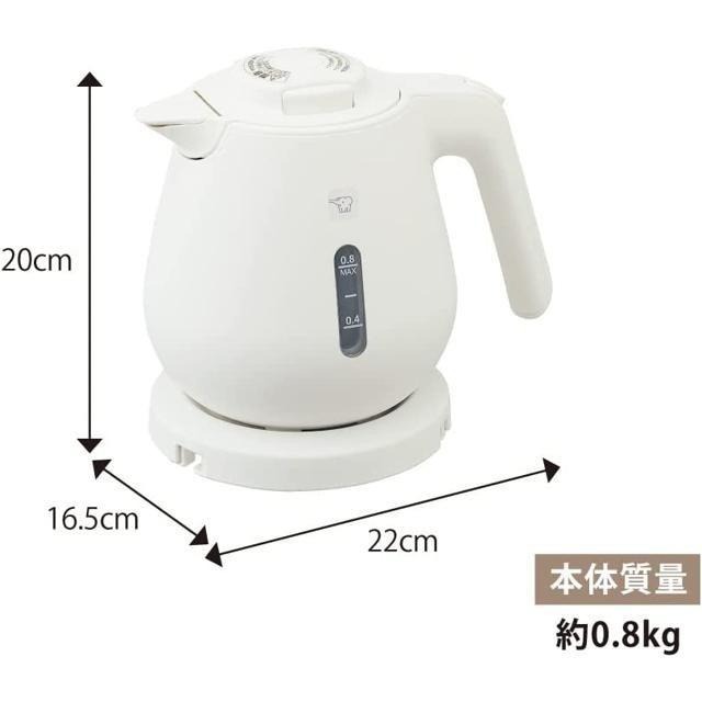 【日本代購】ZOJIRUSHI 象印 0.8L 電熱水壺 CK-DA08 白色-細節圖5