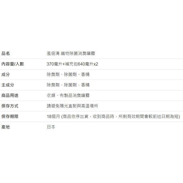 風倍清 織物除菌消臭噴霧 370毫升 + 補充包 640毫升 X 2入-細節圖2