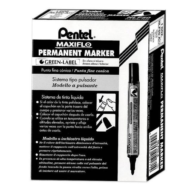 Pentel 圓頭後壓式油性筆-黑12支盒-細節圖2