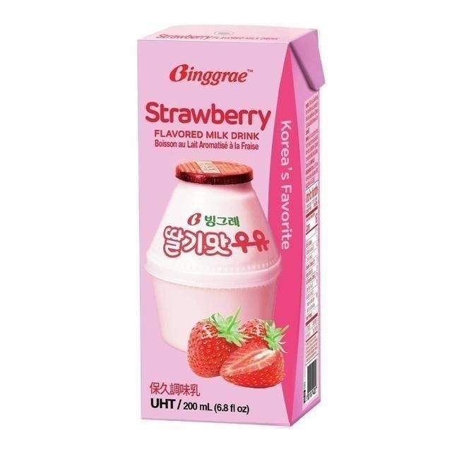 Binggrae 草莓牛奶 保久調味乳 200毫升 X 24入-細節圖2