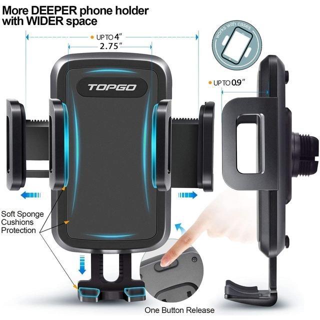 【美國代購】TOPGO 車用杯架型手機支架 旋轉式延長桿(加長版) 黑色 JC1-細節圖4