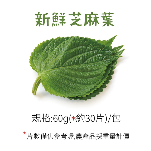 新鮮芝麻葉60g (約30片)/包 (台灣產)