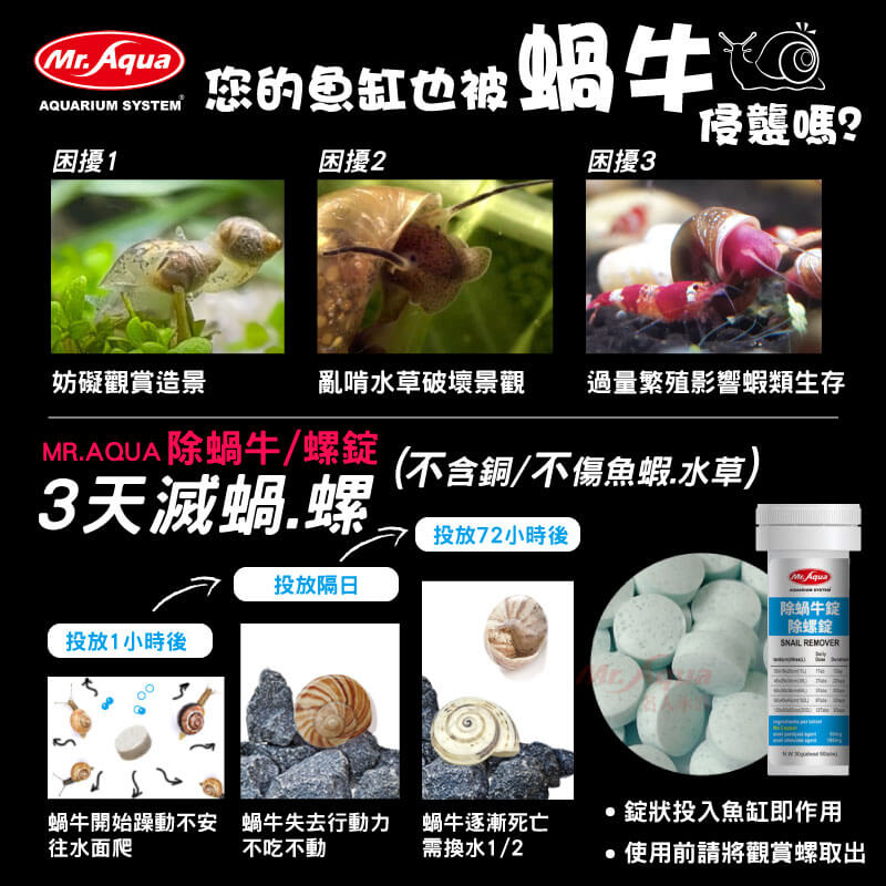 鼠博館-用品-Mr. aqua水族先生 除蝸牛錠（一瓶）-細節圖4
