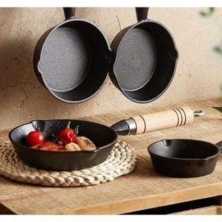 【24小時出貨】質感鑄鐵熱油小鍋/鑄鐵煎鍋/蔥油醬鍋/煎蛋鍋/戶外野營小鍋/淋油鍋-細節圖3