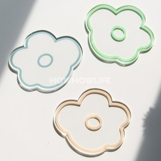 【24小時出貨】壓克力花花杯墊/擺飾/攝影/隔熱墊/裝飾/禮品/透明花型杯墊/居家裝飾/多用途裝飾杯墊/交換禮物-細節圖2
